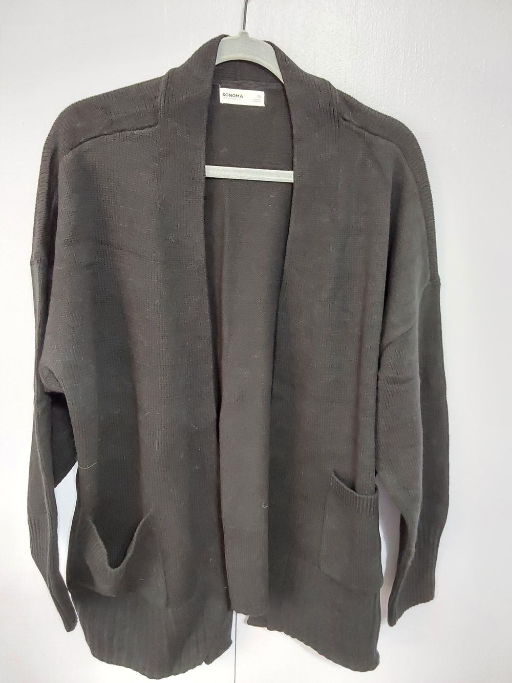 Sonoma Shawl-Collar Knit Cardigan - Charcoal Gray